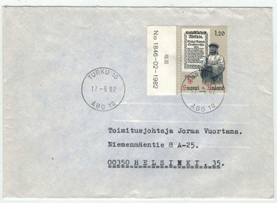 1982 Eurooppa 1,20 mk loistoleimainen kirje