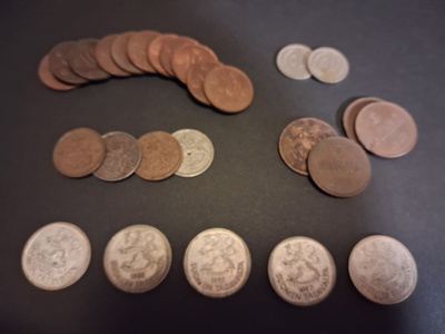 Suomi kolikko erä - mm 1mk 1964-1968 uutta ja vanhaa - 1,2kg