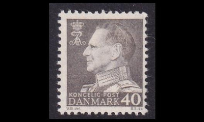 Tanska 393 ** Frederik IX 40 öre harmaa (1961)