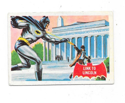 1966 Topps Batman Trading Card #17A Batman Link To Lincoln