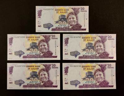 Malawi 5 x 20 Kwacha 2015, P63b