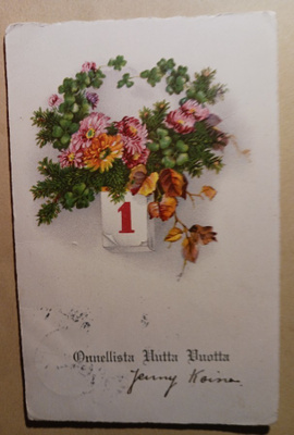 Kukkaseppele, havuja, neliapiloita, Uuden Vuoden pk, 1930-l.