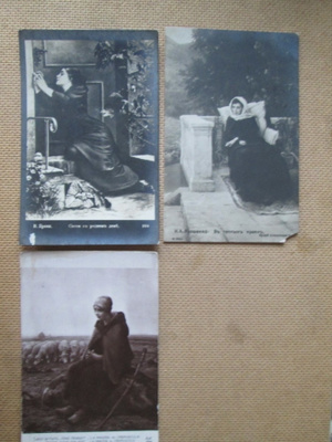 kolme vintage taidekorttia - 1900-luku alku