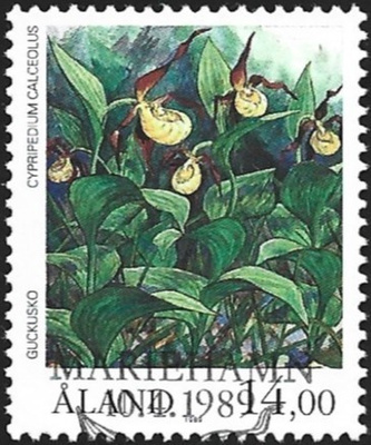 1989 Kämmekkäkasv 14,00 mk EP Lape 035 alareuna LOISTO