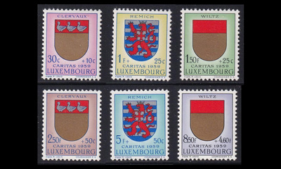 Luxemburg 612-7 ** Caritas vaakunoita (1959)
