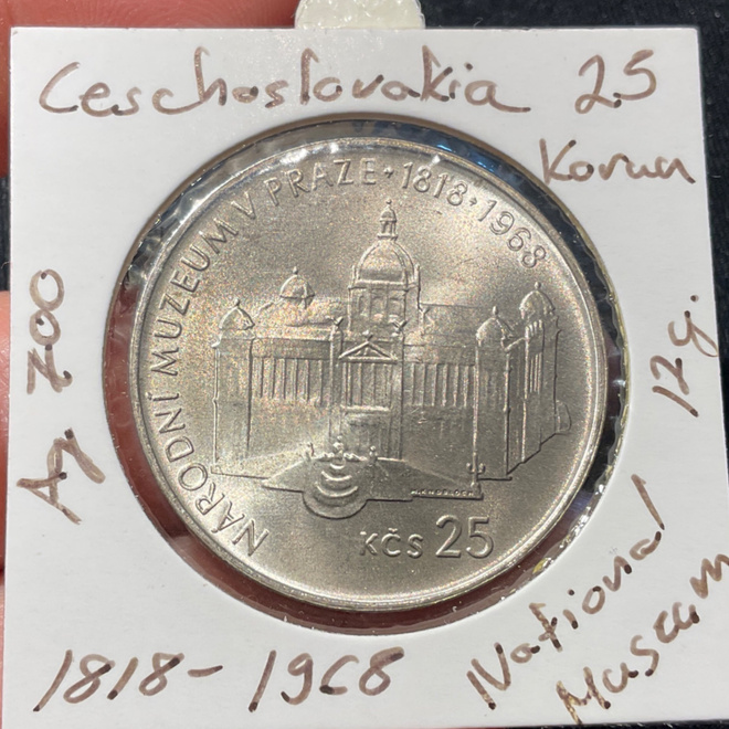 Czechoslovakia 25 Korun Ag.500, 16g - 1968