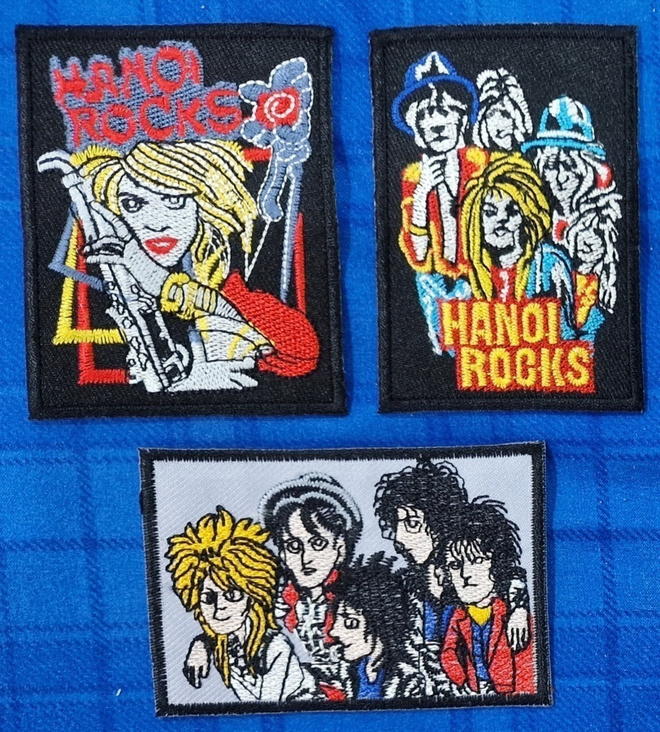 3 kpl Hanoi Rocks kangasmerkkejä
