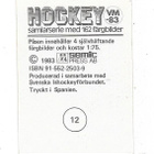 1983 SWE Semic MM-Tarra #12 Bo Berglund , Ruotsi - pikkukuva 2