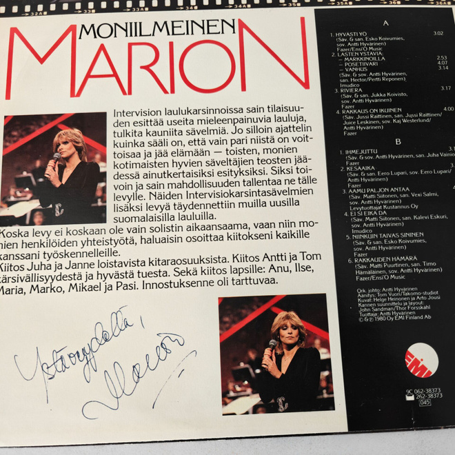 LP Marion "Kannessa Marionin nimikirjoitus!!!
