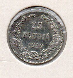 25 penniä 1909 hop.