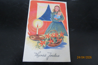VANHA JOULUKORTTI 1951 KULKENUT KORTTI