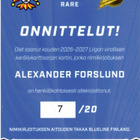 2026-27 Blueline ALEXANDER FORSLUND Jokerit signature RARE - pikkukuva 2