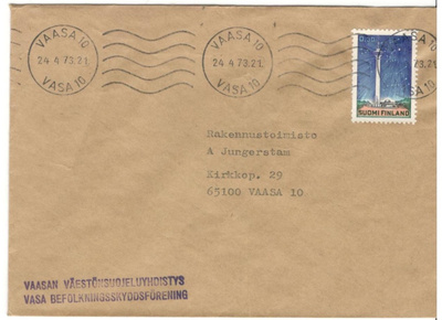 Vaasa,  v. 1973  firmakuori kotiseutukeräilijälle