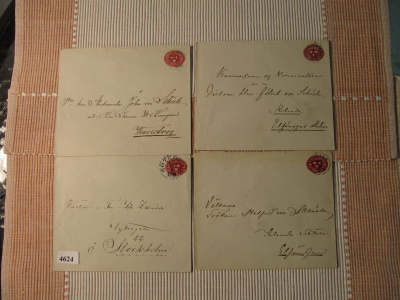 Ruotsin vanhoja kirjeitä 4 kpl 1891-1896
