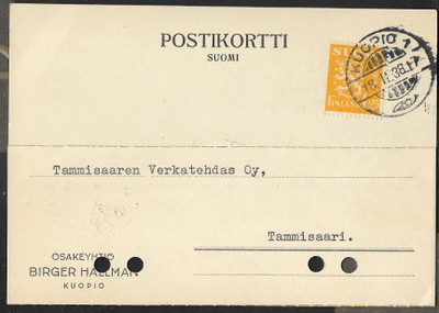 Postil. - Yl.m. 1,25mk (LAPE 177) Kuopio 1 18.2.1938