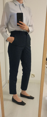 H&M Tummansiniset housut 38 + vyö
