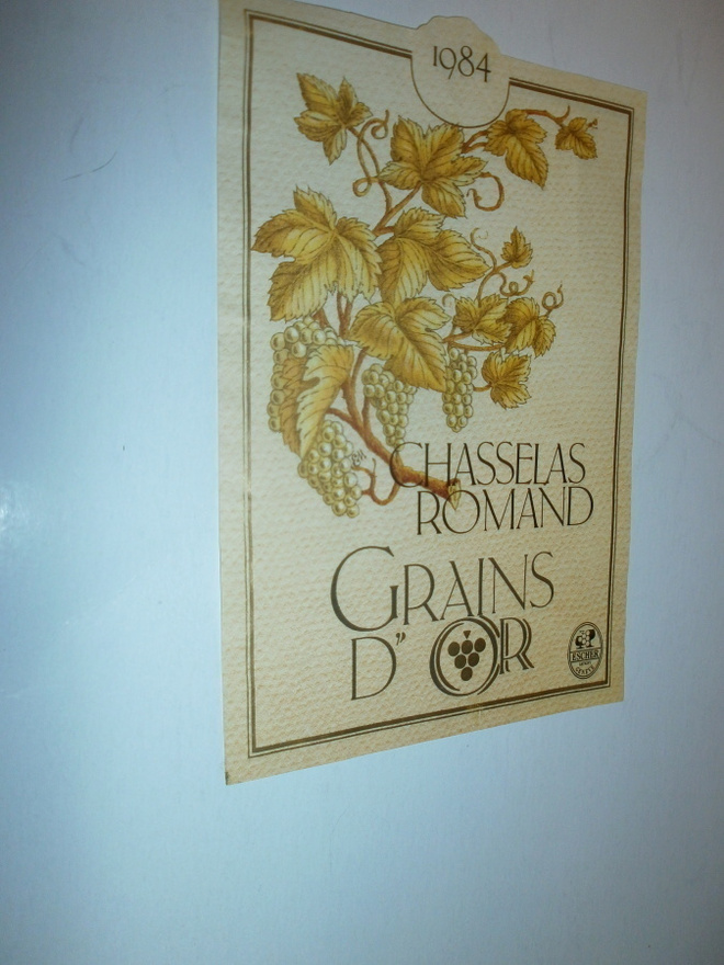 Viinietiketti 1984 Chasselas Romand Grains D'Or
