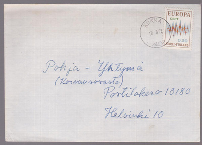 KIIKKA 17.8.72 LEIMA KUORI 0.50 MK EUROPA-MERKKI HELSINKIIN