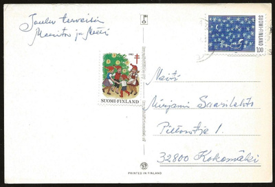 Tub Joulumerkki 1983 Piirileikit kortilla