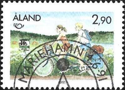 ÅL 1991 Pohjola Pyöräily 2,90 mk EP Lape 052 alareuna LOISTO