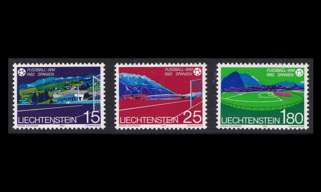 Liechtenstein 799-801 ** Jalkapallon mm-kilpailut (1982)