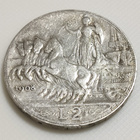 Italia 2 Lire 1908, Vittorio Emanuele III, Hopeakolikko - pikkukuva 3