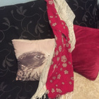 Punainen/valkoinen kuviollinen pashmina huivi - pikkukuva 1