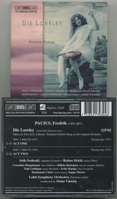 PACIUS / VÄNSKÄ: Die Loreley - Opera in Two Acts – 2-CD 2003