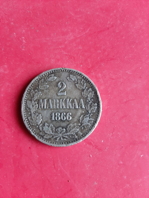 2 Markkaa 1866 hopearaha