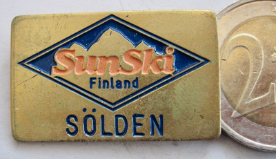 VANHA Merkki SunSki Finland Sölden Messinkiä Hiihto