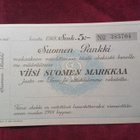 Viisi Suomen markkaa. Suomen pankki. Shekki 1918 - pikkukuva 1