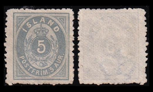 Islanti 6B (*) Ovaali 5 Aur harmaansininen (12½) (1876)