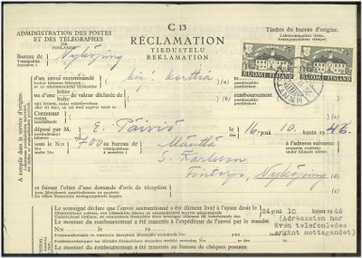 1946 Porvoo 5mk pari tiedustelulla
