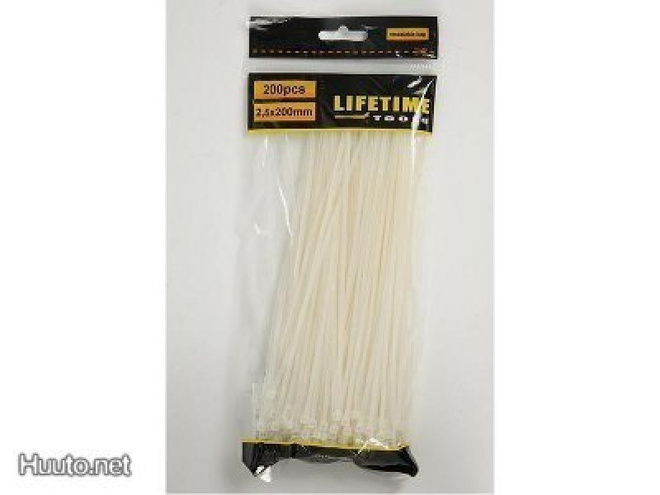 LifeTime Tools Nippuside, 2.5x100mm, 100kpl, valkoinen UUSI