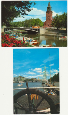 Turku Aurajoki kirkko 2 korttia 1970-80