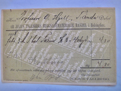 VANHA Postikortti Helsinki Julius Tallberg Mainos 1898!!!