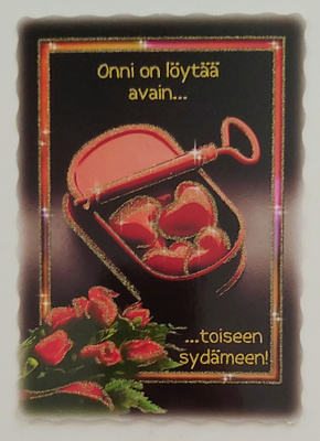 "Onni on löytää avain..."-kimalletta-KULKEMATON POSTIKORTTI