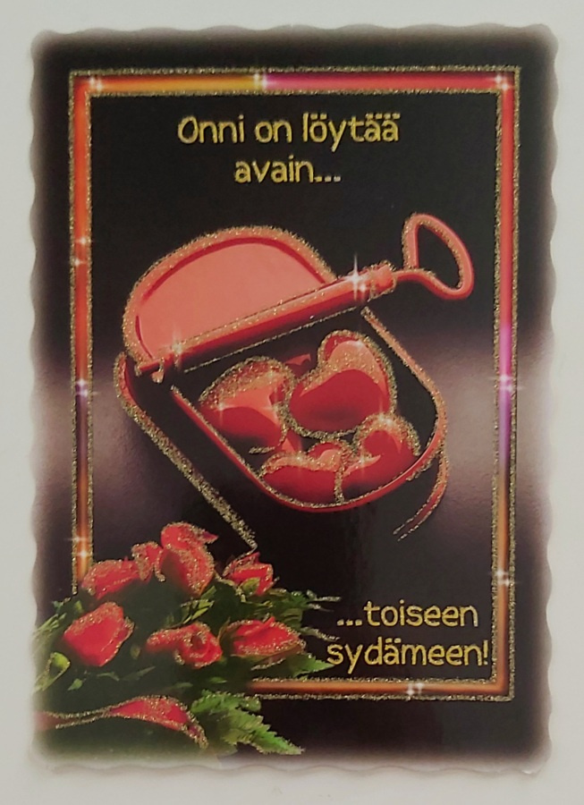 "Onni on löytää avain..."-kimalletta-KULKEMATON POSTIKORTTI