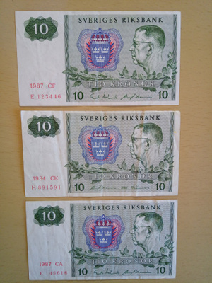 Ruotsi 10 kruunua 3kpl
