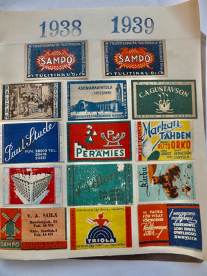 n.420xVANHA TulitikkuEtikietti Suursaari Salmi ym 1930-50-l