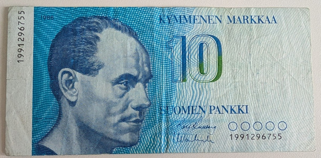 10 Markkaa 1986 Korvaava 1991296755