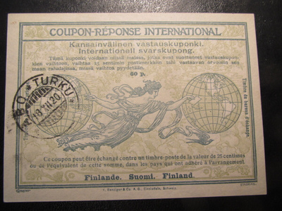 Kansainvälinen vastauskuponki 60 p. Coupon Response Internat
