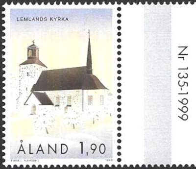 ÅL 1999 Lemlandin kirk 1,90 mk välilöpari numero ** LaPe 162