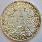 Saksa 1 mk 1914 Hopeaa HYVÄ Lyöntikiiltoinen - pikkukuva 2