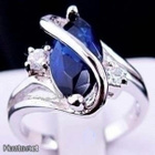 42 .. 14Kt Valkokulta Sapphire Tyylikäs Kaunis .. Sormus - pikkukuva 5