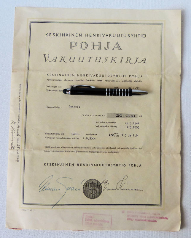 Pohjola Vakuutuskirja v.1944