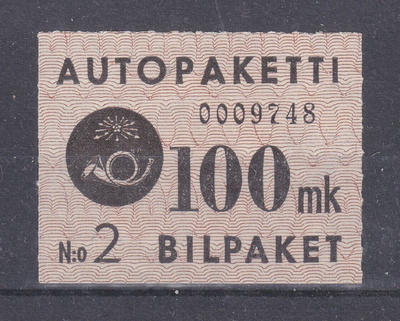 1949 100 MK autopakettimerkki postituoreena.