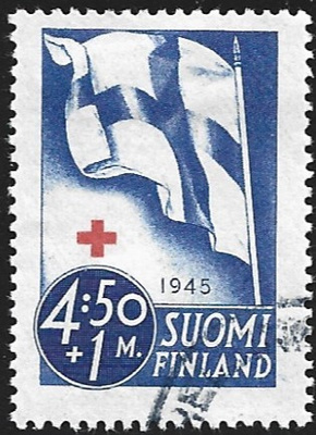 1945 Punainen Risti 4:50 + 1 mk leimattu LaPe 294