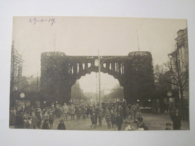 VANHA Postikortti Viipuri Suojeluskunta Paraati 1919