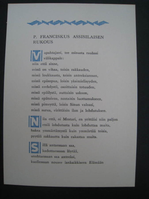 pk P. Franciskus Assisilaisen Rukous